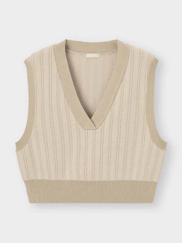 ジャカードクロップドニットベストNT+E