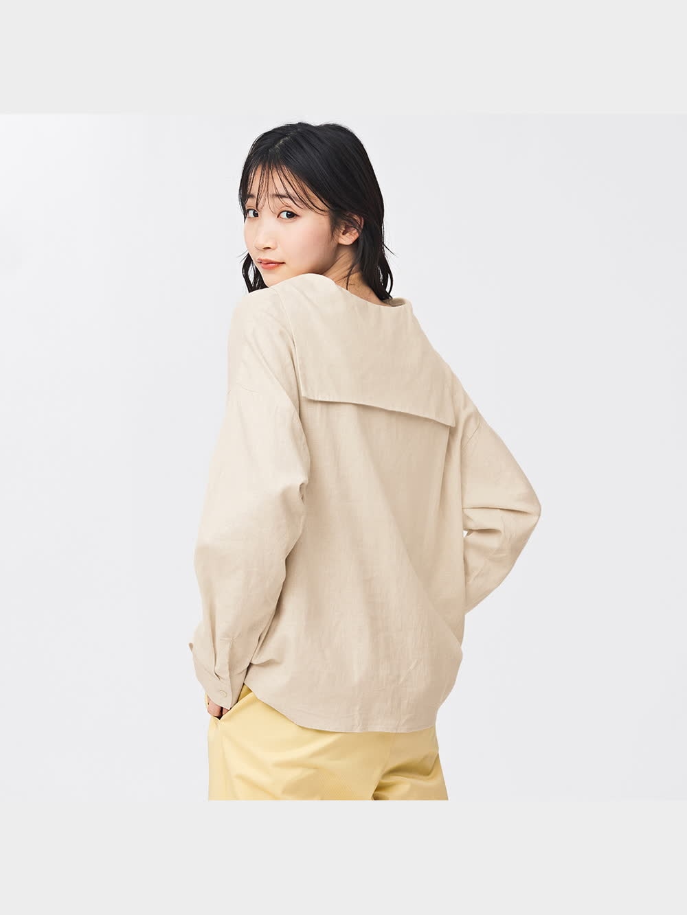 GU公式 | リネンブレンドセーラーシャツ(長袖)RS+E