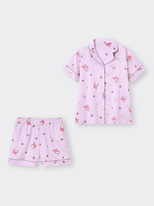 サテンパジャマOSA半袖ショートパンツ+EC SANRIO CHARACTERS