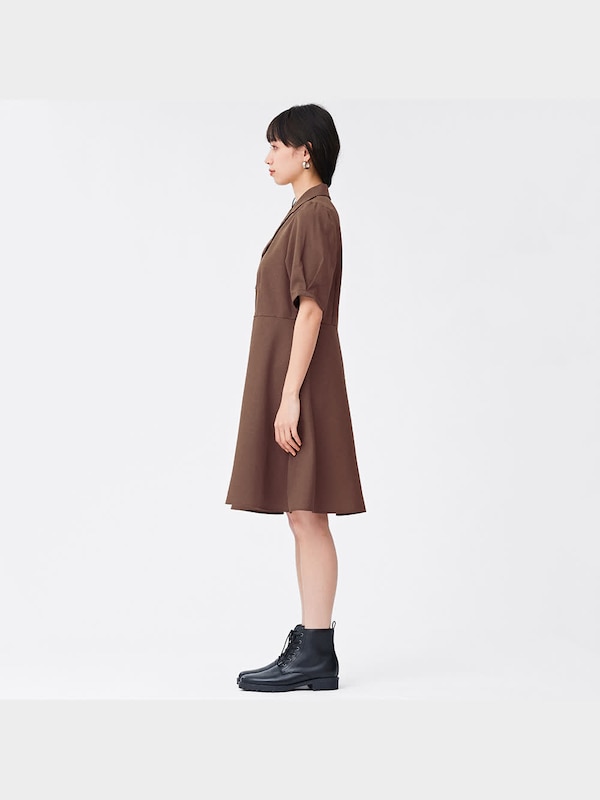 フロントボタンミニワンピース(5分袖)YG+X