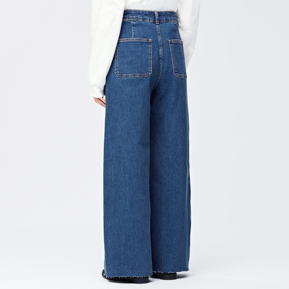 Gu公式 カットオフワイドジーンズrs E ファッション通販サイト