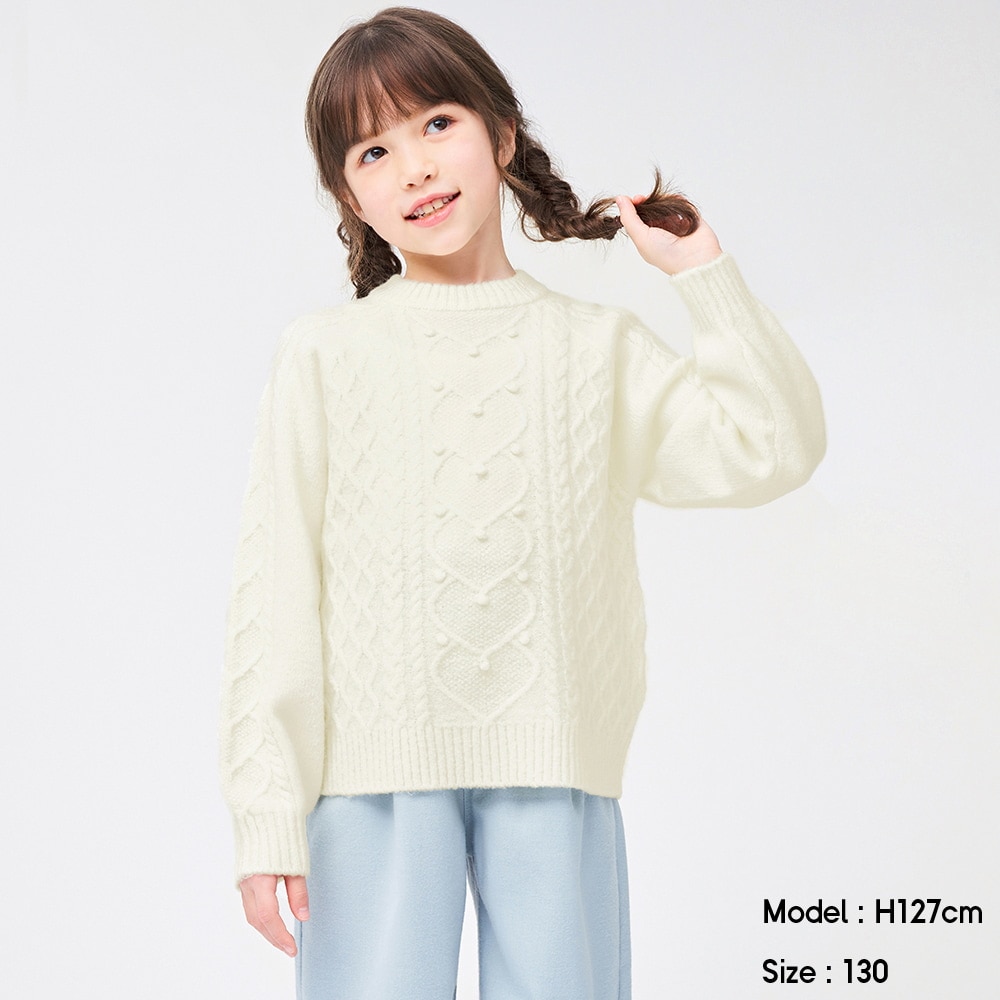 GU公式 | GIRLSケーブルセーター(長袖) | ファッション通販サイト