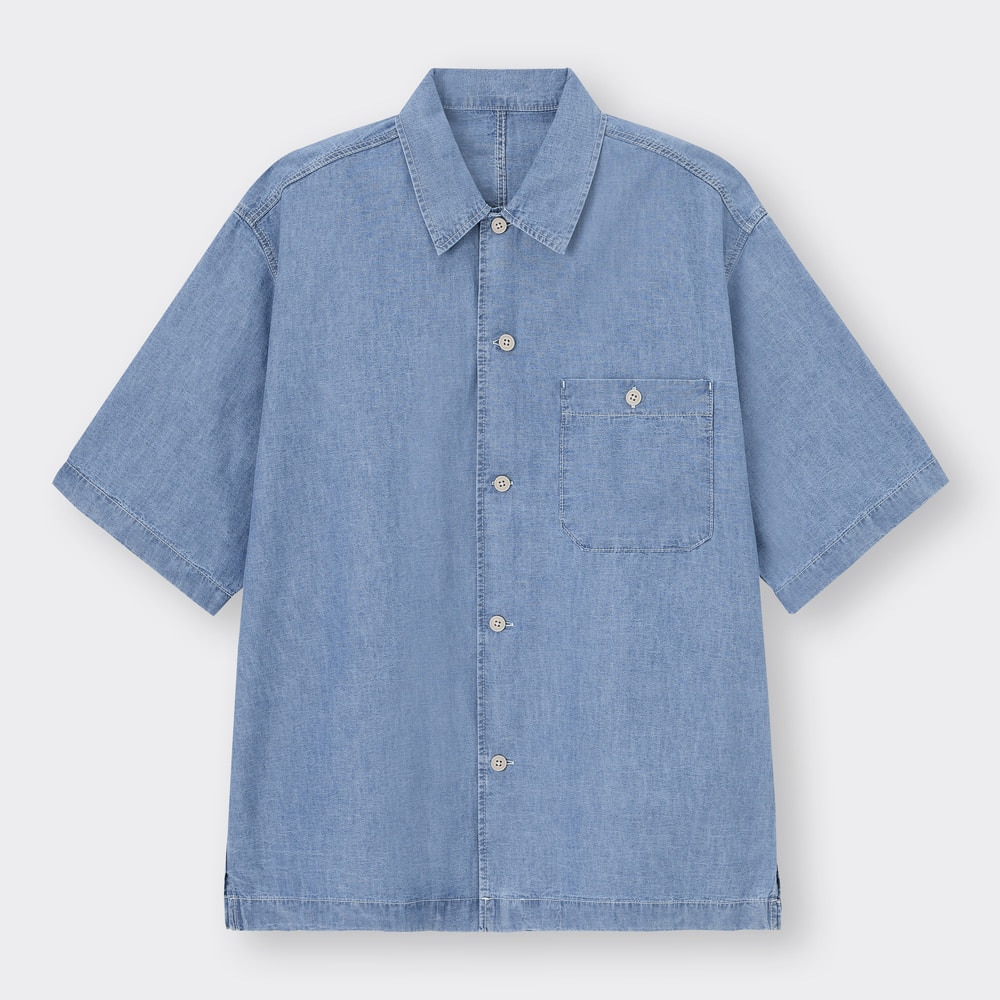 デニムオーバーサイズワークシャツ(5分袖) - GU公式
