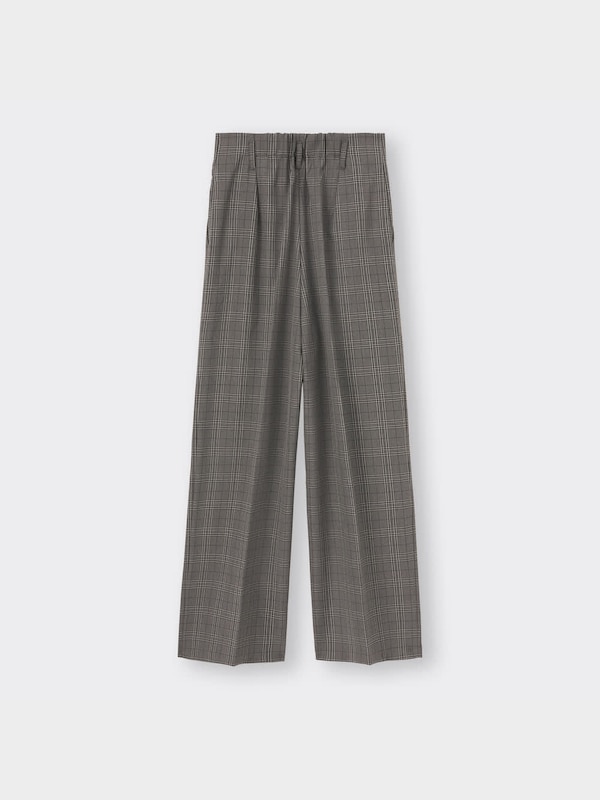 タックセミワイドパンツ(チェック)(セットアップ可能)