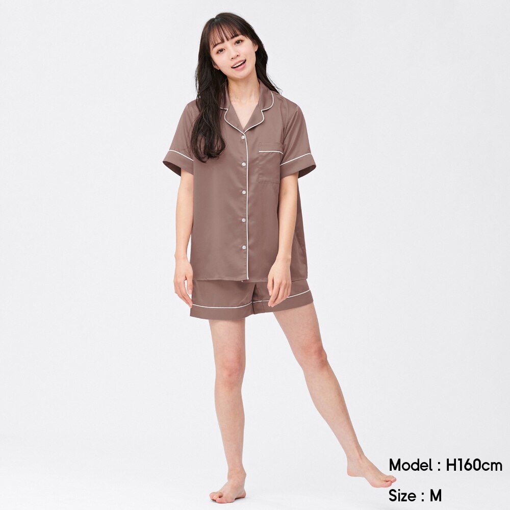（GU）サテンパジャマ(半袖&ショートパンツ)OSA+ECのサムネイル