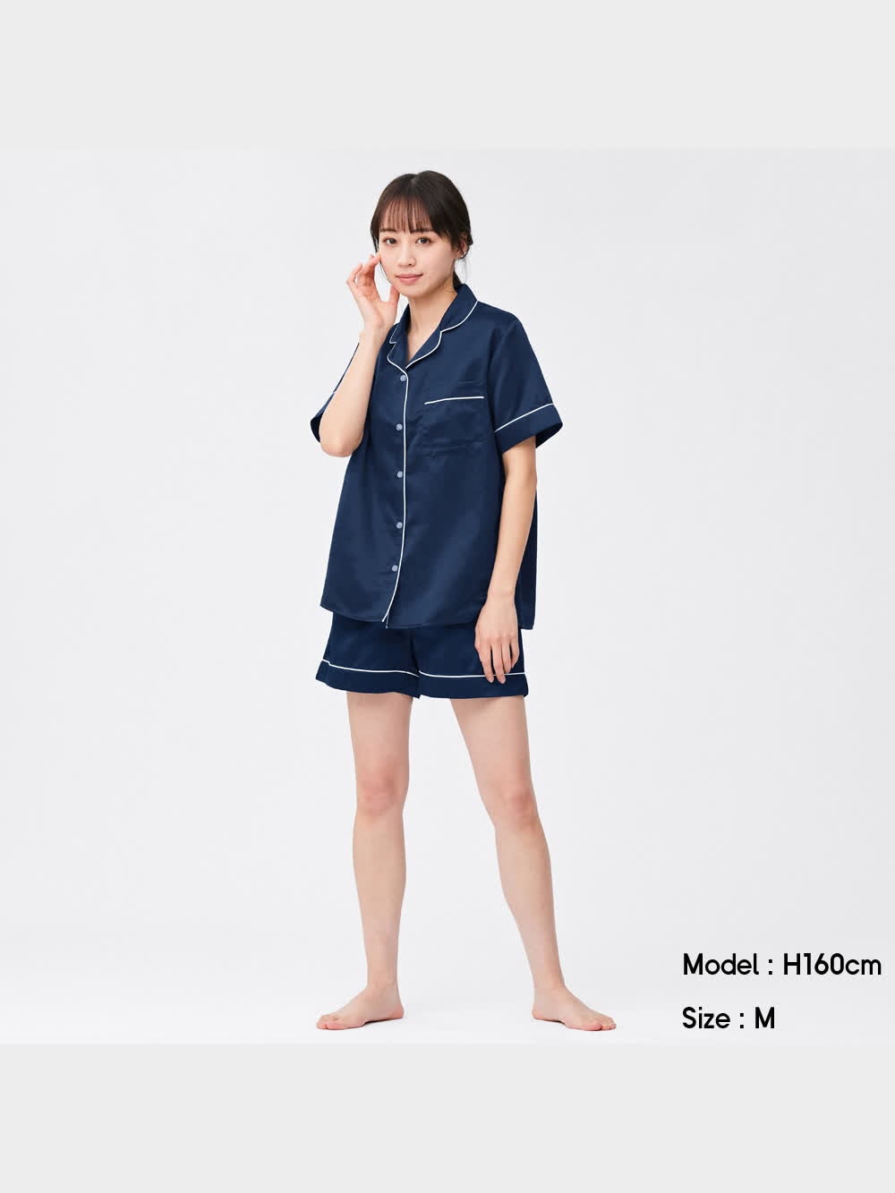 サテンシャツ ショートスリーブセット（ パジャマ ） Amazon | [ラヴィジュール] サテンシャツ ショートスリーブ