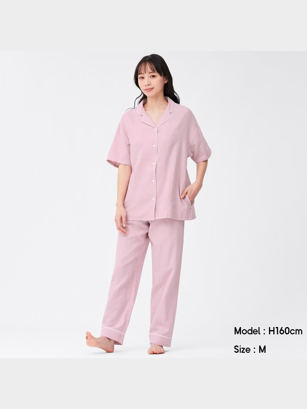 ファッションパジャマ チェック コットン Mサイズ ピンク 可愛い ハローキティ SAZAC サザック SAN-1778 ギンガム シャツパジャマ