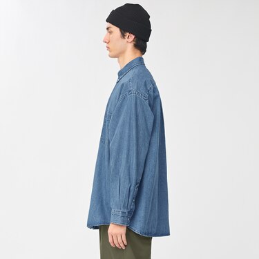 Gu公式 デニムオーバーサイズシャツ 長袖 Nt E ファッション通販サイト