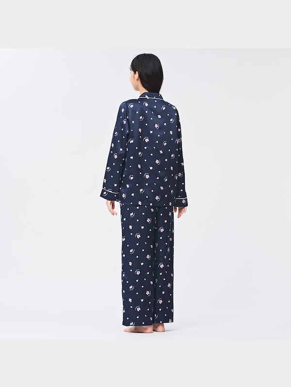 サテンパジャマ(長袖&ロングパンツ)(サクラ)