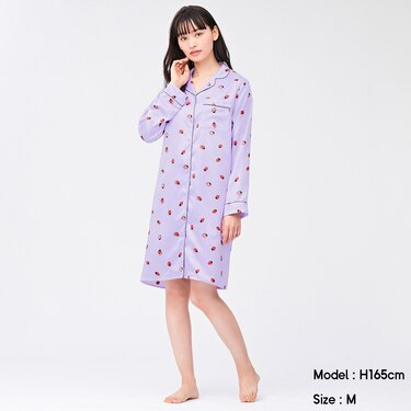Gu公式 サテンパジャマワンピース 長袖 ストロベリー X ファッション通販サイト