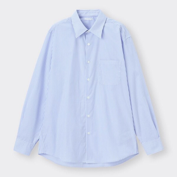 イージーケアシャツ(長袖)(ストライプ)SW+X-BLUE