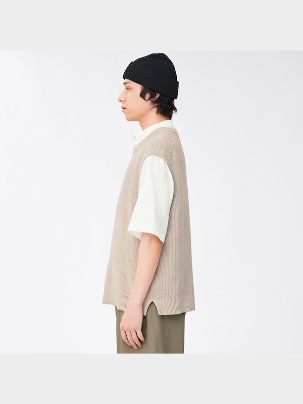 ウォッシャブルリラックスフィット畦ニットベスト