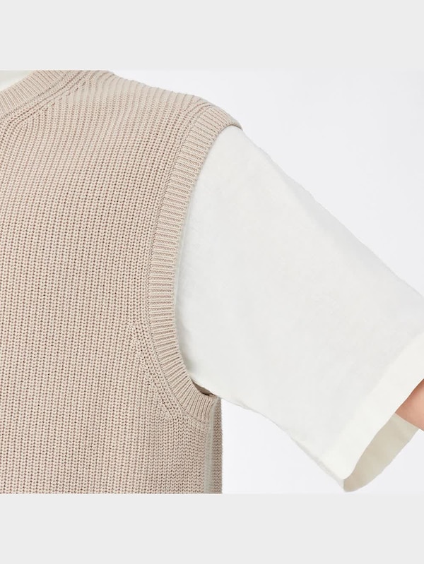 ウォッシャブルリラックスフィット畦ニットベスト