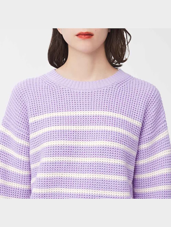 コットンブレンドワッフルボーダーセーター(長袖)