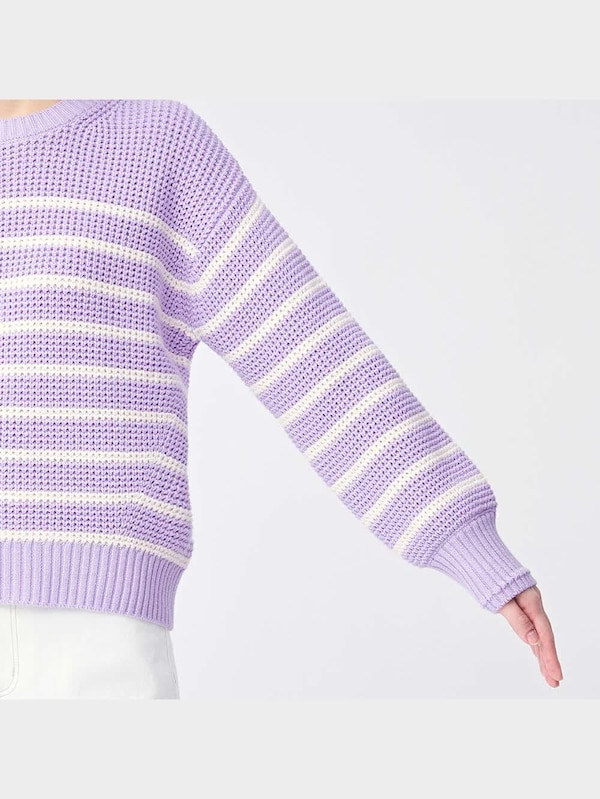 コットンブレンドワッフルボーダーセーター(長袖)