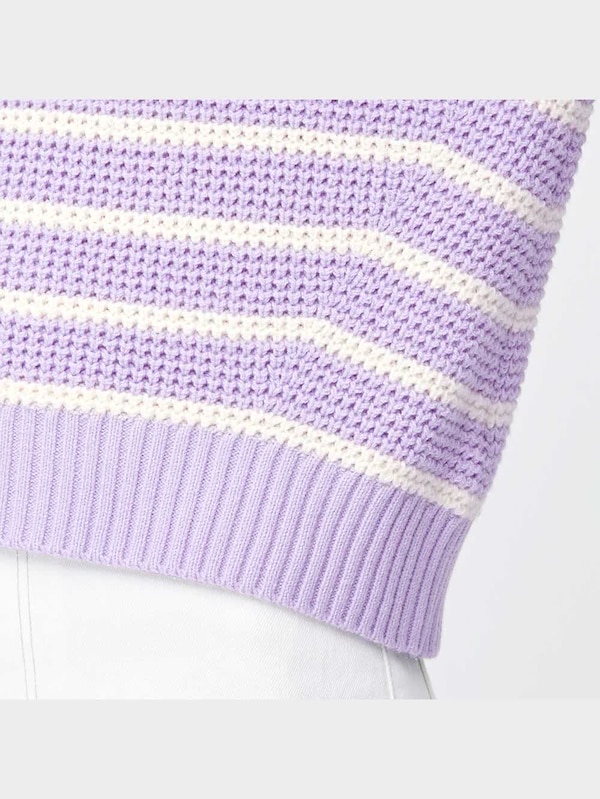 コットンブレンドワッフルボーダーセーター(長袖)