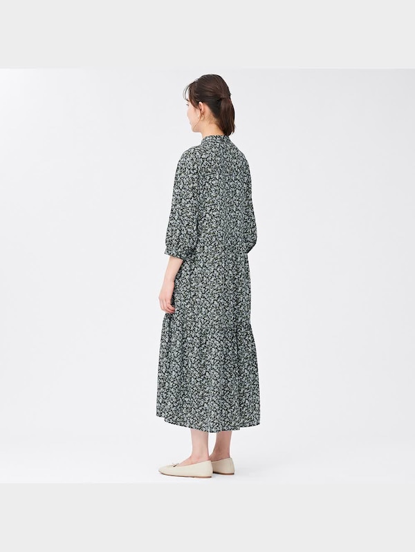 フラワープリントティアードワンピース(7分袖)OSA+EC