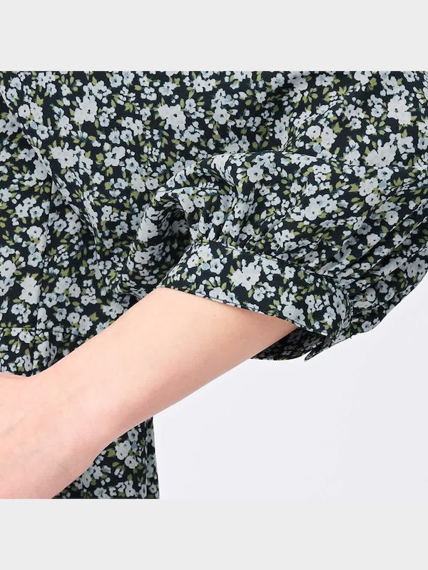 フラワープリントティアードワンピース(7分袖)OSA+EC