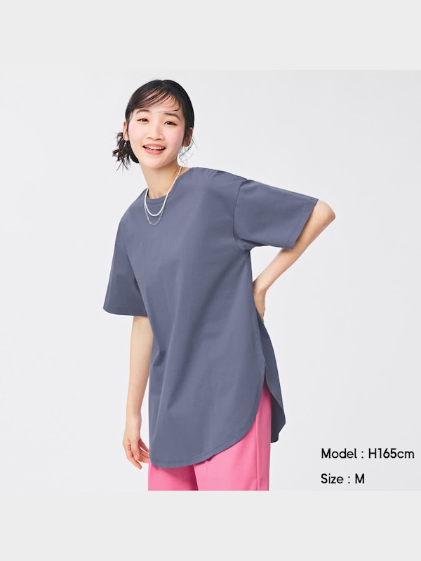 マーセライズドラウンドヘムチュニックT(5分袖)