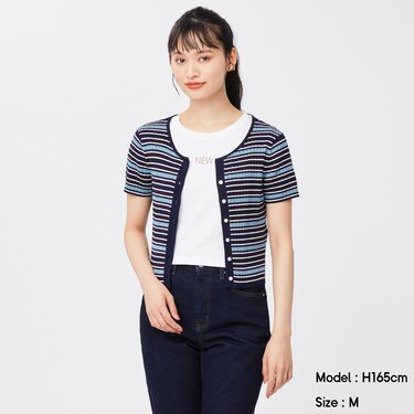 Gu公式 マルチボーダーカーディガン 半袖 Osq Ec ファッション通販サイト