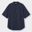 リネンブレンドリラックスフィットバンドカラーシャツ5分袖OSB+EC