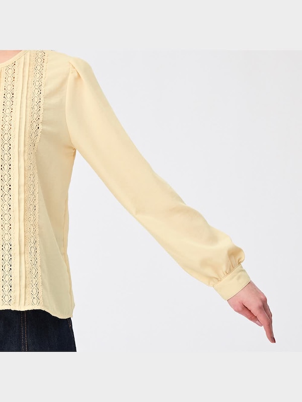 レースコンビネーションブラウス(長袖)