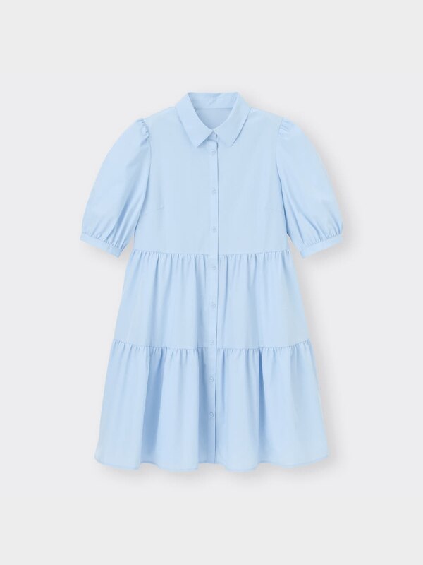 ティアードミニシャツワンピース(5分袖)OSB+EC