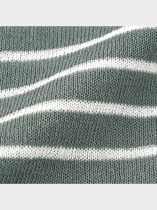 シアーリラックスフィットセーター(5分袖)(ボーダー)NT+E