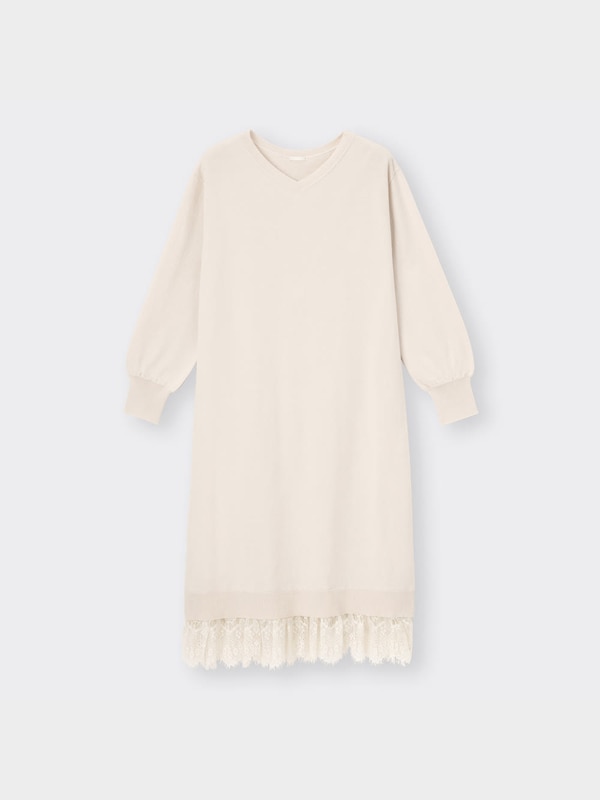 レースヘムニットワンピース(長袖)Z+E