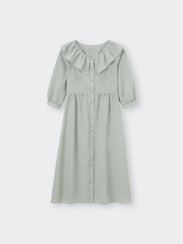 ラッフルフロントボタンワンピース(7分袖)