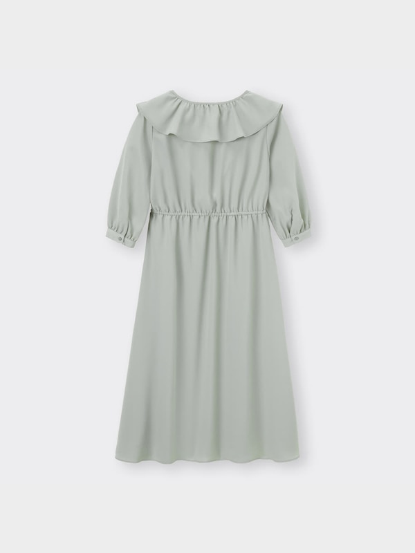 ラッフルフロントボタンワンピース(7分袖)