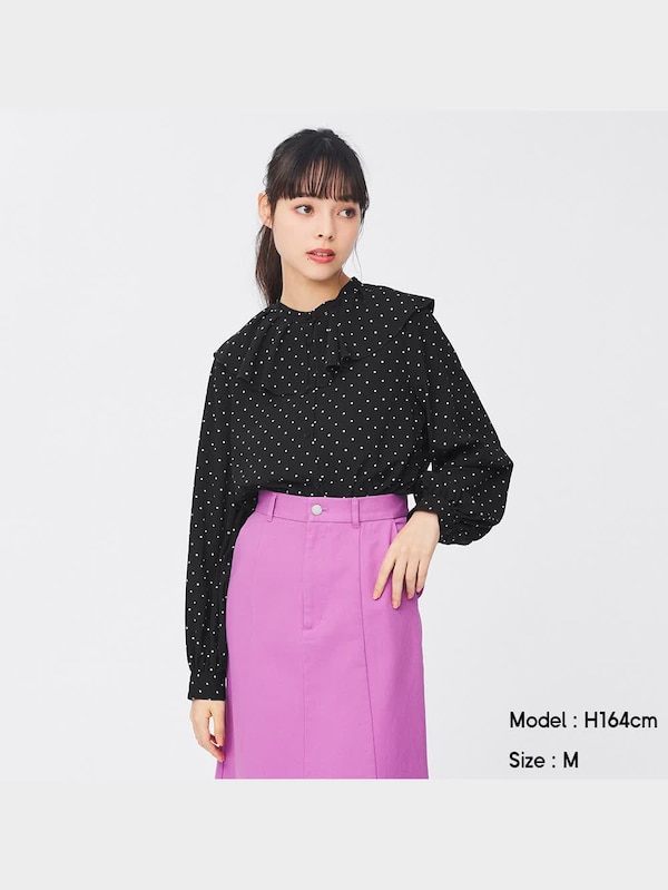 ドットケープカラーブラウス(長袖)Q