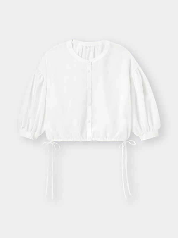 シアードローストリングブラウス(7分袖)Q+E