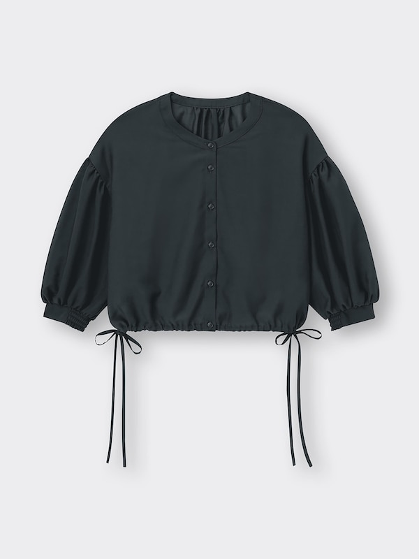 シアードローストリングブラウス(7分袖)Q+E