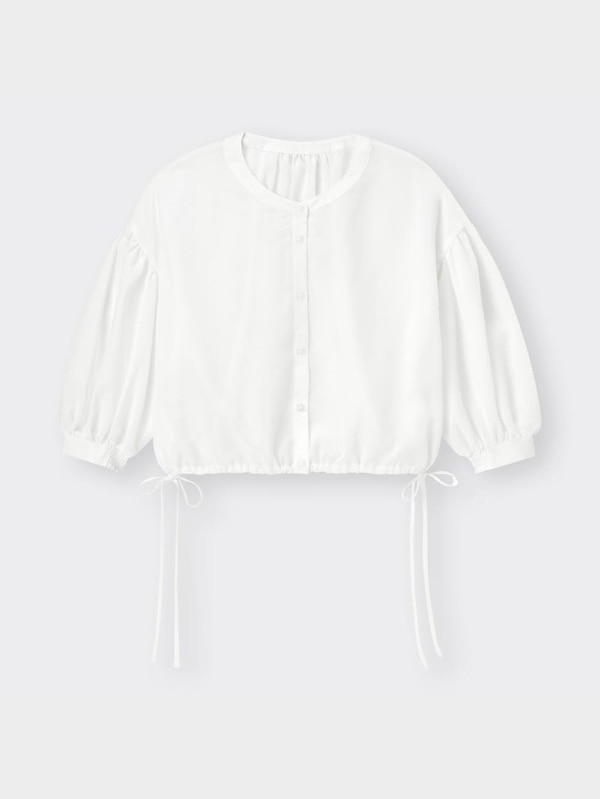 シアードローストリングブラウス(7分袖)Q+E