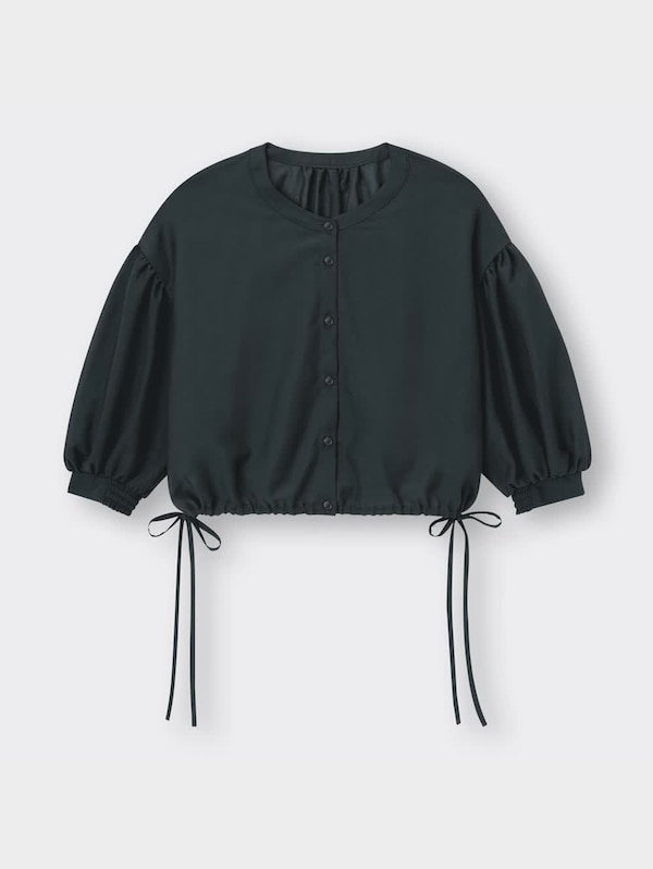 シアードローストリングブラウス(7分袖)Q+E