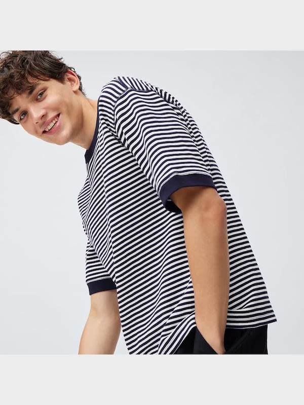 ワッフルT(5分袖)(ボーダー)