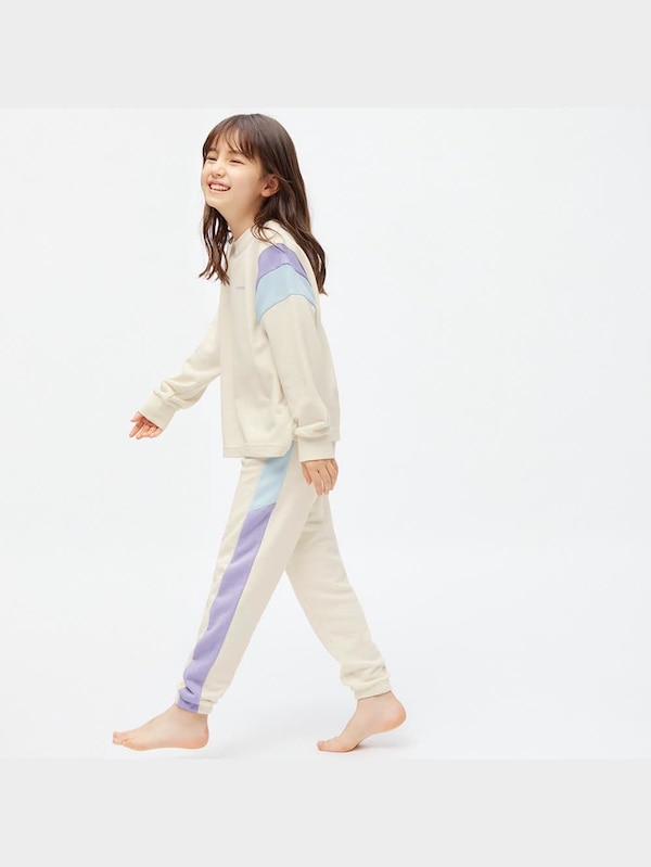 KIDS(男女兼用)ソフトスウェットラウンジセット(カラーブロック)(長袖&ロングパンツ)