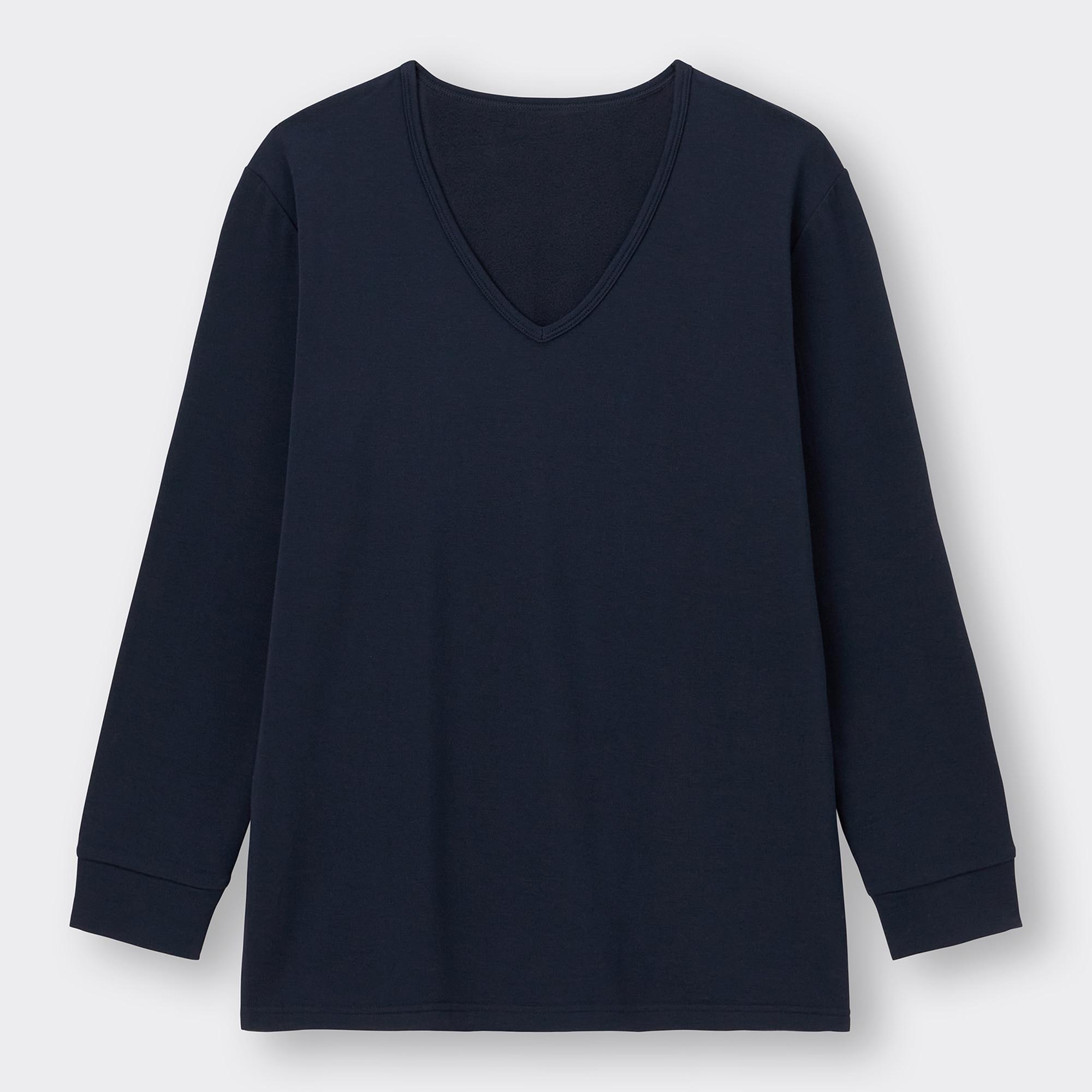 3XL ヒートテッククルーネックT（9分袖）ネイビー navy - トップス