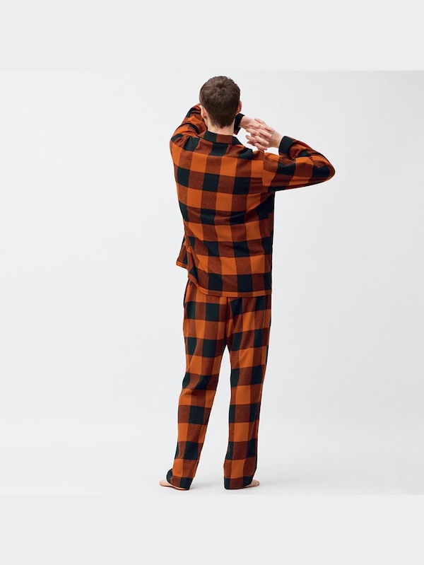 フランネルパジャマ(長袖&ロングパンツ)(ブロックチェック)+X