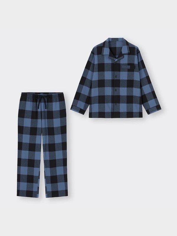 フランネルパジャマ(長袖&ロングパンツ)(ブロックチェック)+X