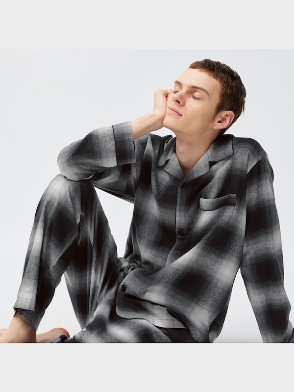 フランネルパジャマ(長袖&ロングパンツ)(オンブレチェック)+X