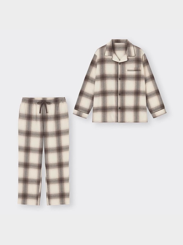 フランネルパジャマ(長袖&ロングパンツ)(オンブレチェック)+X