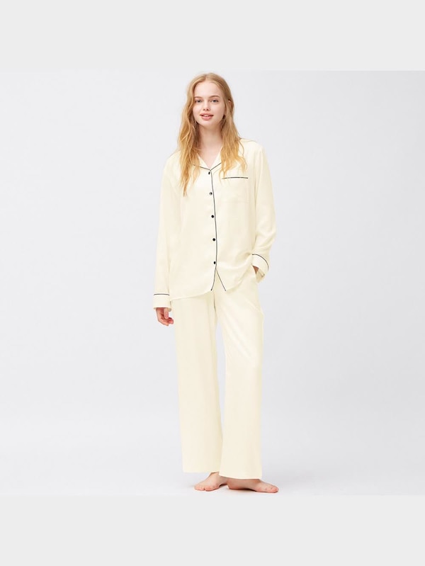 サテンパジャマ(長袖&ロングパンツ)