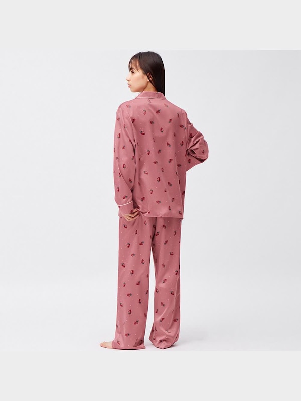 サテンパジャマ(長袖&ロングパンツ)(ストロベリー)