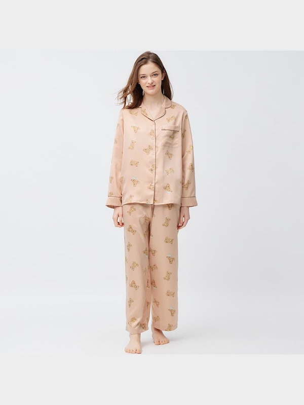 サテンパジャマ(長袖&ロングパンツ)(ベア)