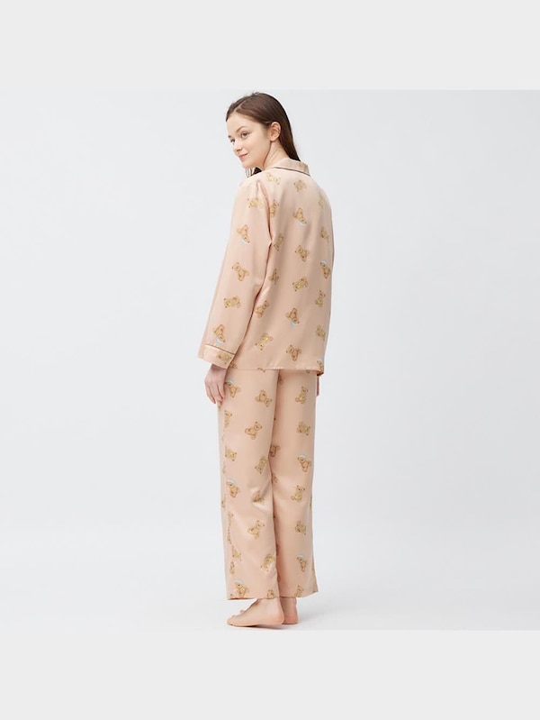 サテンパジャマ(長袖&ロングパンツ)(ベア)
