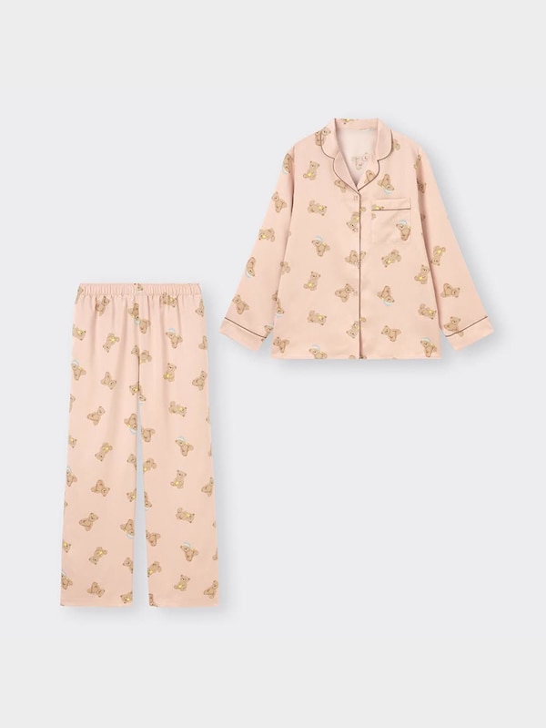 サテンパジャマ(長袖&ロングパンツ)(ベア)