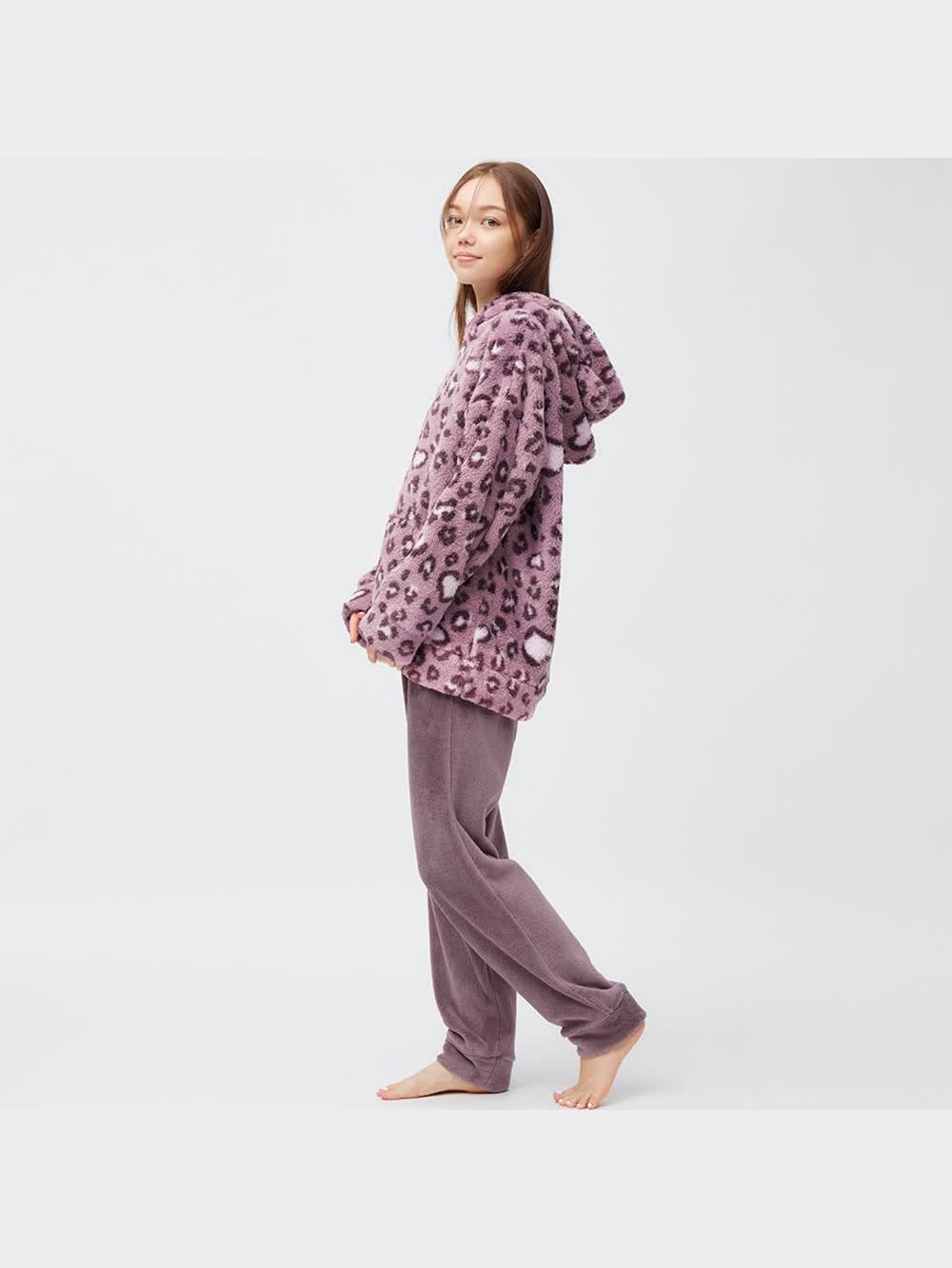GU公式 | マシュマロフィールセット(レオパード)(長袖&ロングパンツ)