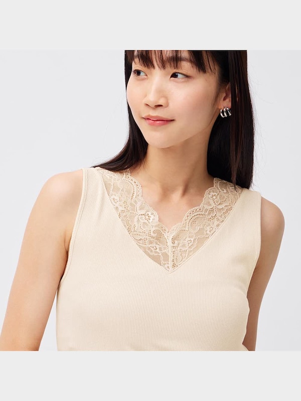 スタイルオーガニッ  クリブレースVネックタンクトップ